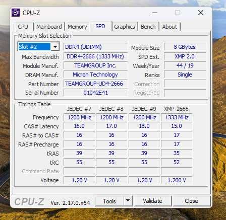 Модули пам'яті DDR4 2x8GB/2666 Team T-Force Vulcan Gray