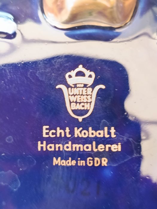 Patera kobaltowa - Echt kobalt - handmalerei - GDR