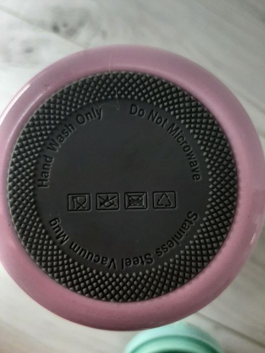 Kubek termiczny termos 6h trzyma temperaturę różowo turkusowy duży