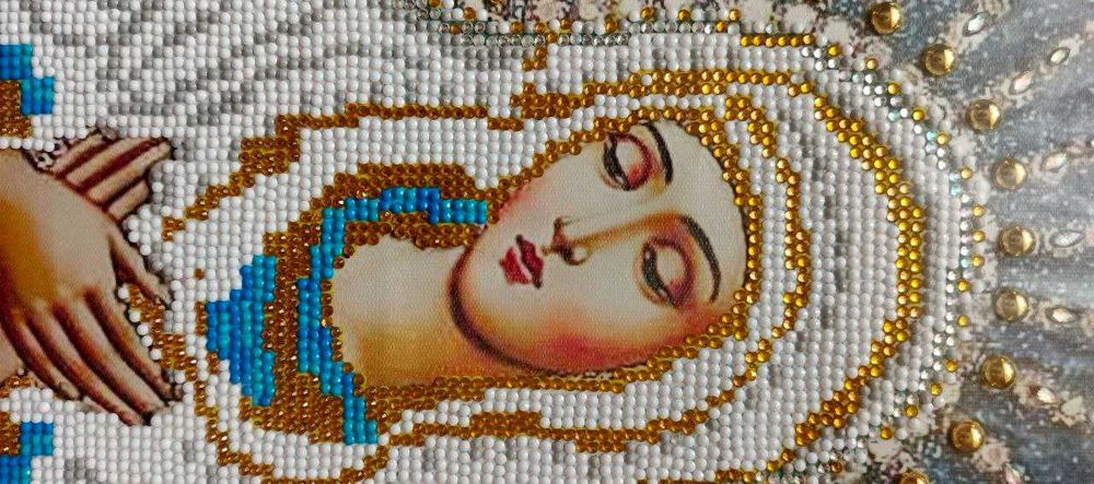 Картина Богородиця Умиління - Часткова алмазна бісерна викладка