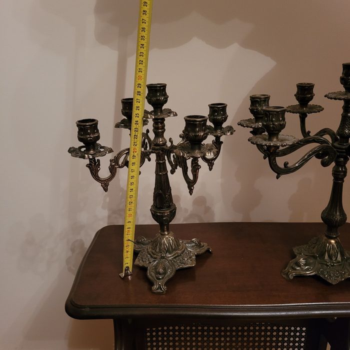 Świecznik mosiądz brąz pięcioramienny siednioramienny