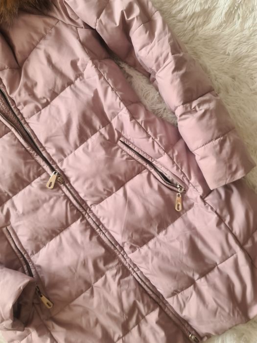 MissFofo * puchowa kurtka * zimowa * jenot * pudrowy róż 40 L