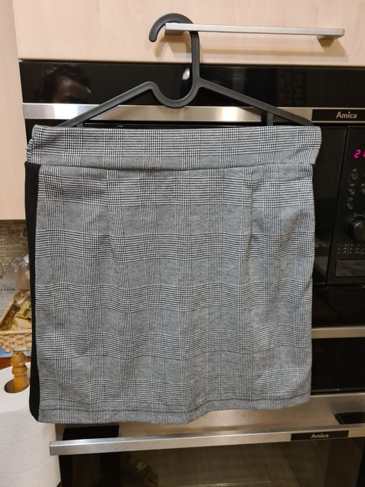 Spódnica mini jak nowa w kratkę szara M/L