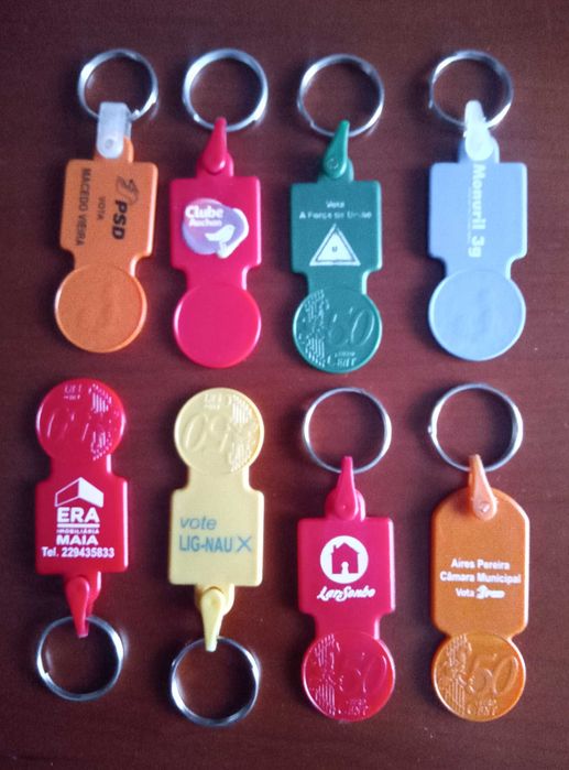 8  porta chaves fichas de carrinho de supermercado