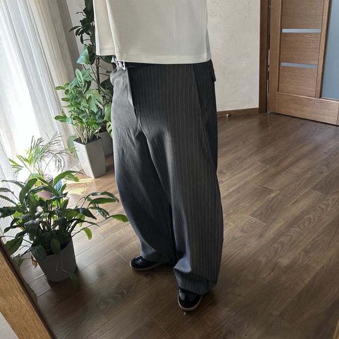 Широкі Сірі Брюки В Полоску Класичні Штани Оверсайз Baggy Oversize Stripe Pleated Gray Pants Брючні Racer Balenci Jaded London Широкие Брюки Оверсайз