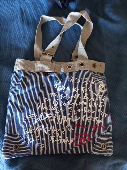 Torba A2P jeans denim jeansowa do ręki 35x31 cm