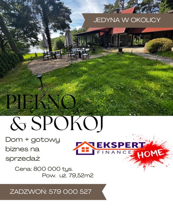 Dom i biznes nad jeziorem w okolicach Okonka