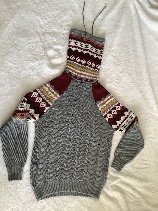 Sweter szary zimowy we wzory unisex XXL