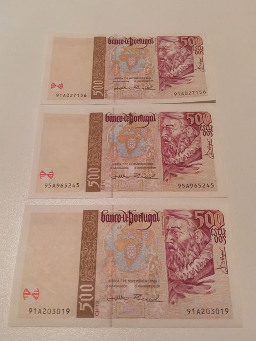 Notas de 500 escudos novas - João de barros