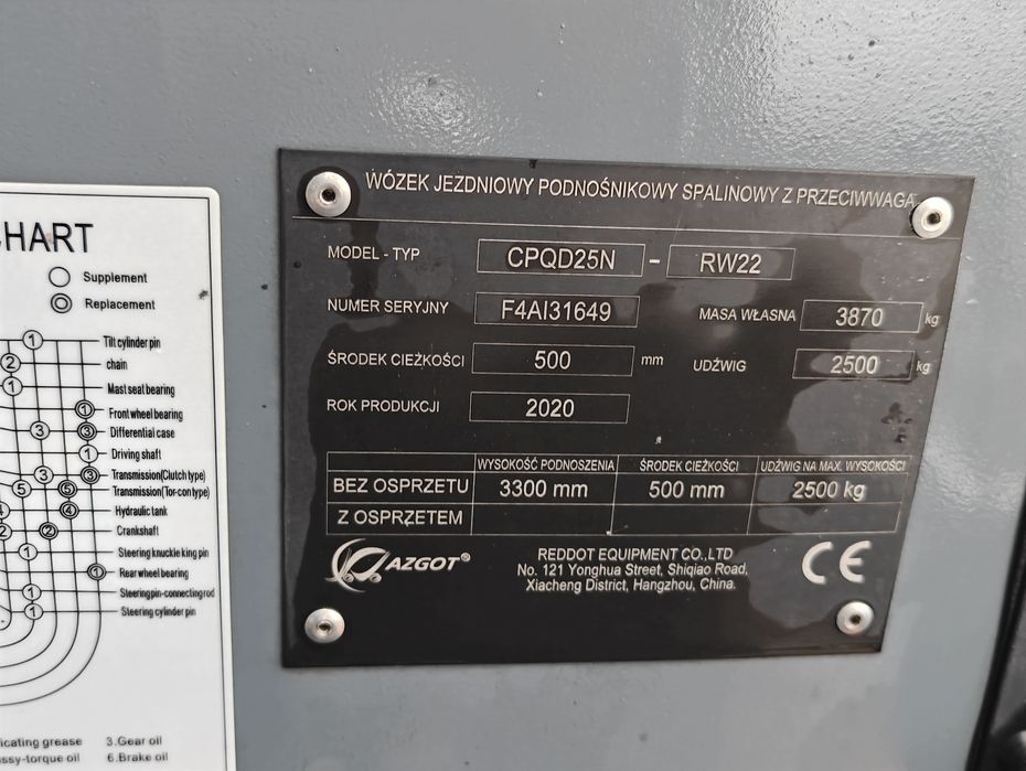 Wózek widłowy Hangcha 2.5T Lpg 2020r Idealny Stan Silnik Nissan Udt