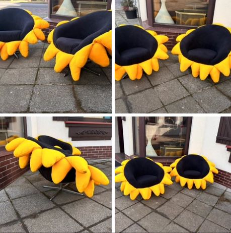 Fotel klubowy obrotowy słoneczniki. Unikat