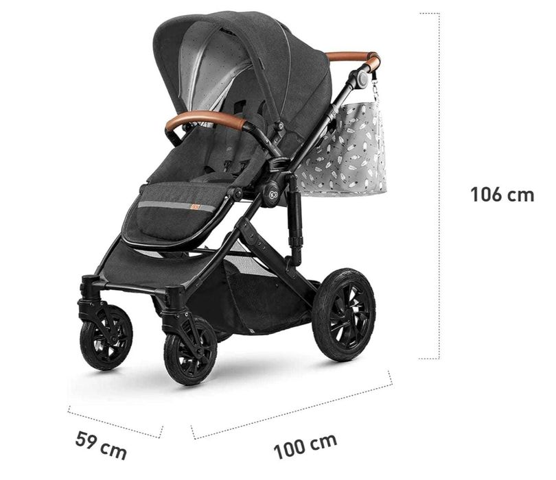 Kinderkraft Carrinho bebé 3 em 1 PRIME cinza/preto. Muito bom estado!