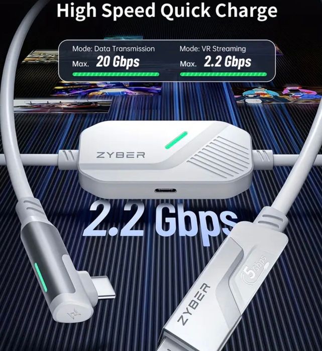 Кабель для передачі даних та зарядки для Quest 2,3,3s/Pro та Pico 4 VR