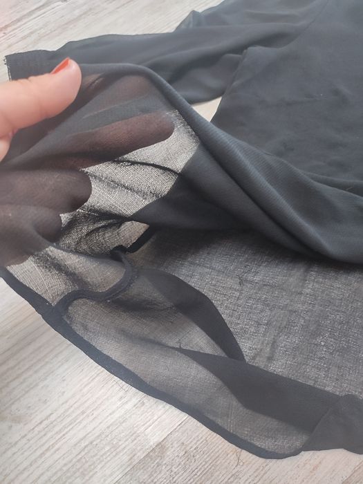 Mango Suit 38 M bluzka damska prześwitująca żabot falbana elegancka