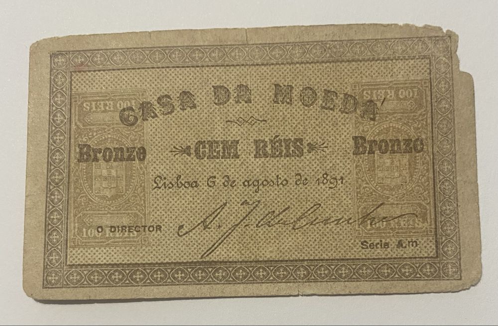 Cedula 1368 - Cem Réis - 1891