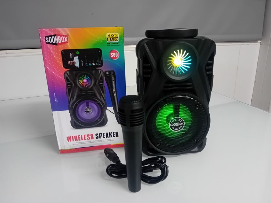 Coluna Karaoke NOVA com Microfone incluido