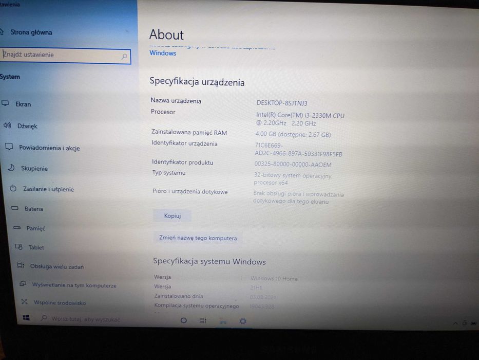 Samsung NP300E5A laptop + myszka 4GB RAM 400GB