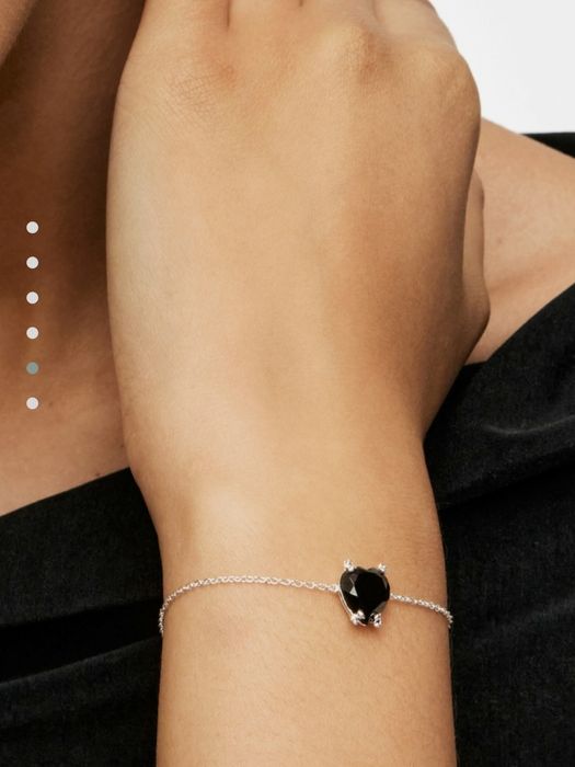 Bransoletka z srecem i misiami srebro 925 i onyks