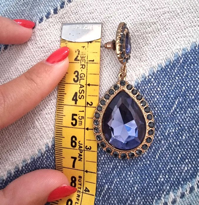 Brincos dourados com pedras azuis - nunca usados