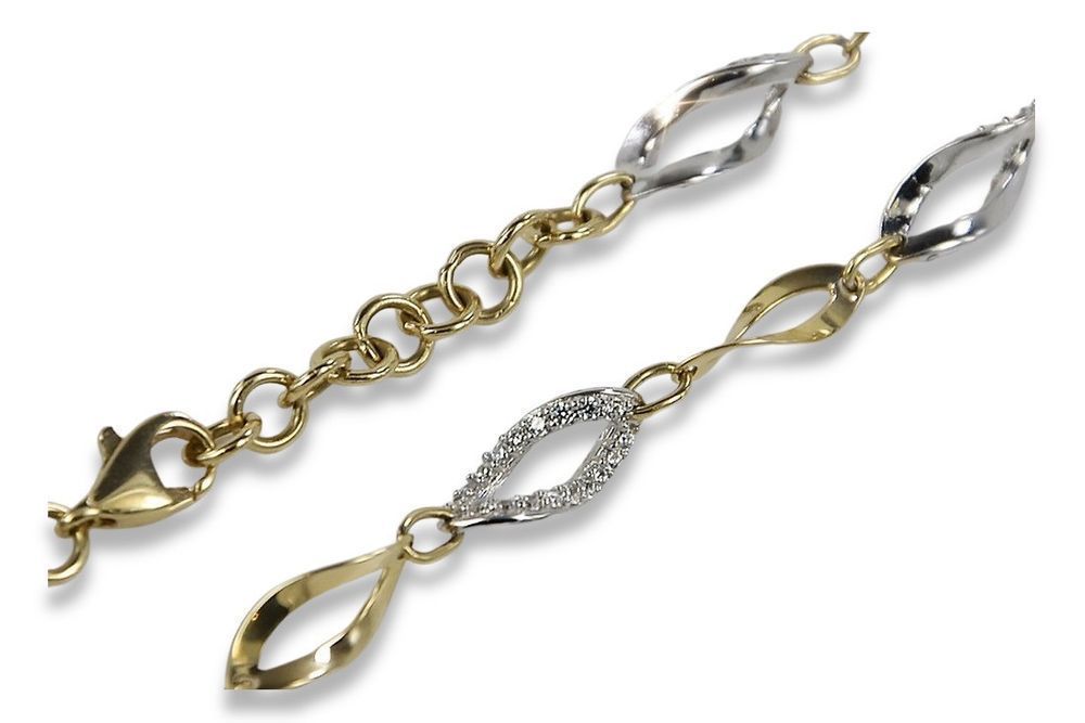 Złota bransoletka 14k 585 żółte białe włoskie złoto cbf003yw 18,5cm