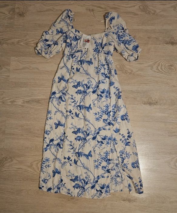 Długa sukienka na lato 50% LEN i WISKOZA  NOWA