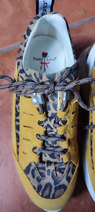 Sapatilhas 37 mostarda e leopardo