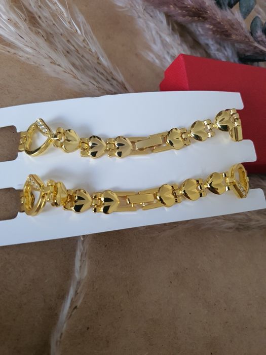 Złoty Zestaw Zegarek Bransoletka Serca Serduszka Prezent Walentynki