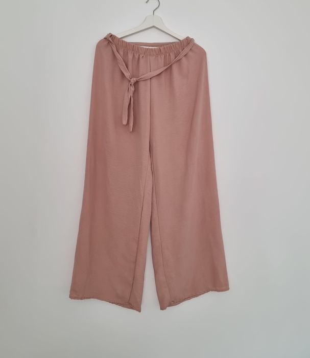 Nowy Komplet damski bluzka i szerokie spodnie pudrowy róż rozmiar 42/4