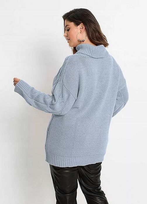 B.P.C sweter z golfem niebieski w warkocze ^36/38