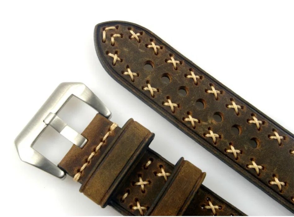 Bracelete Pele Castanha 22mm