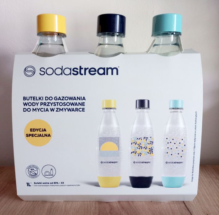 Limitowana edycja, wiosna-lato, butelki sodastream, 3 szt. 1l