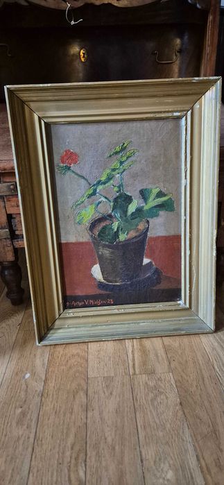 Obraz "Kwiaty w doniczce" duński aukcyjny artysta Arthur Nielsen