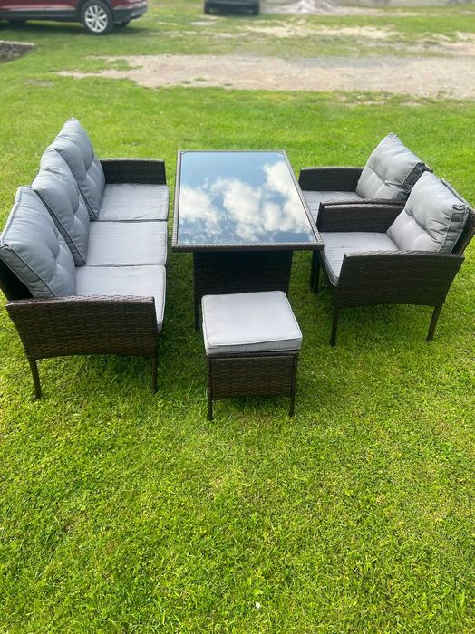 Набір садових меблів +ПОДУШКИ Диван +стіл +2крісла +2пуфи Садові меблі