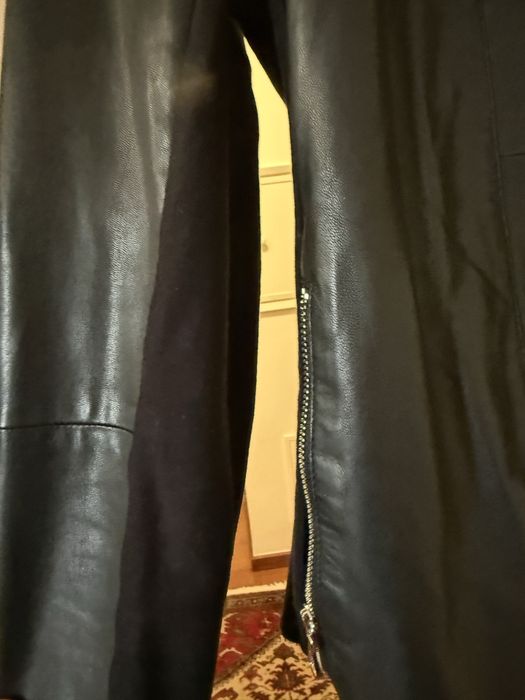 Casaco pele preta Massimi Dutti