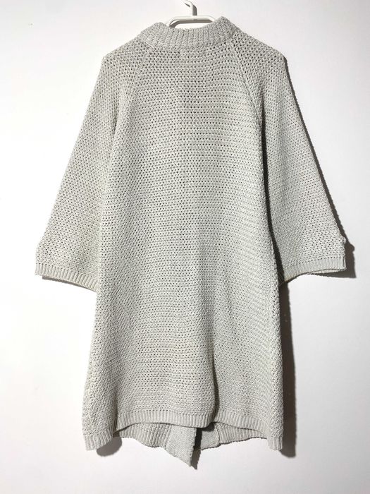 sweter szary srebrna nitka kimono kardigan z kieszeniami bawełna S 36