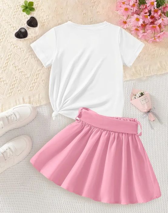 Komplet dziewczęcy bluzka krótki rękaw + spódniczka