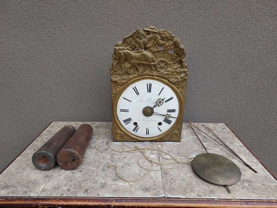 165 Stary zegar wkład mechanizm comtoise komplet budzik