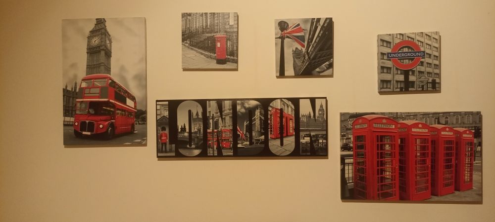 Quadros e banco tema Inglaterra,preço conjunto