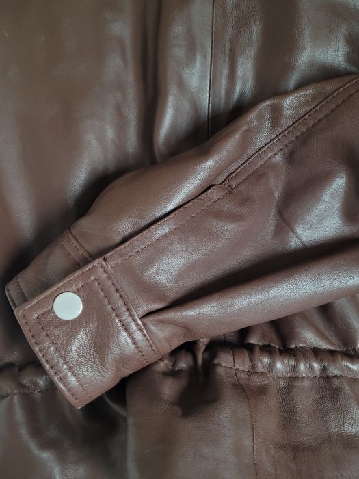 Skórzana kurtka zara stradivarius skóra naturalna xs brązowa