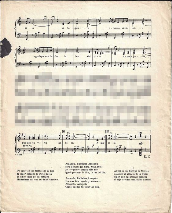 PIANO: Amapola - Partitura Ed. Sassetti