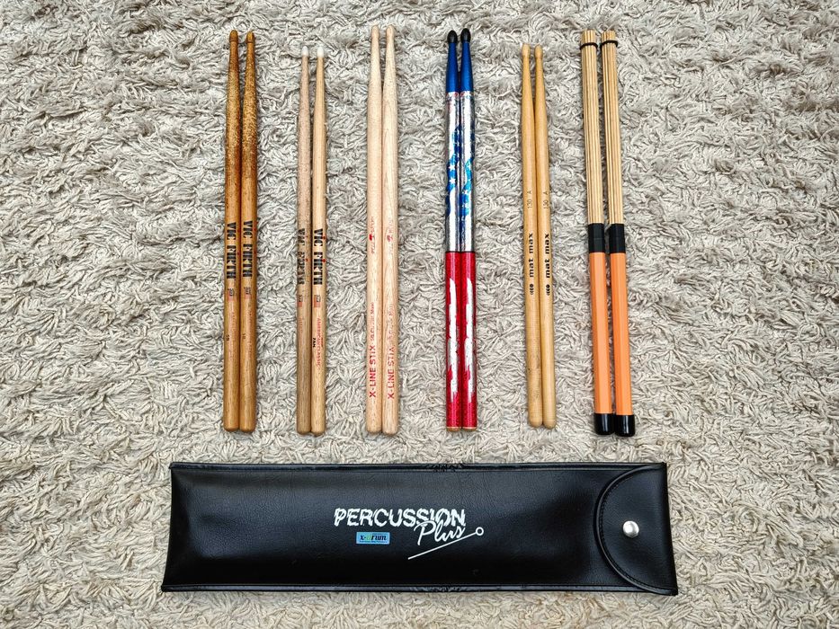 Zestaw perkusisty: PAŁKI + RÓŻGI + Pokrowiec na pałki PERCUSSION PLUS