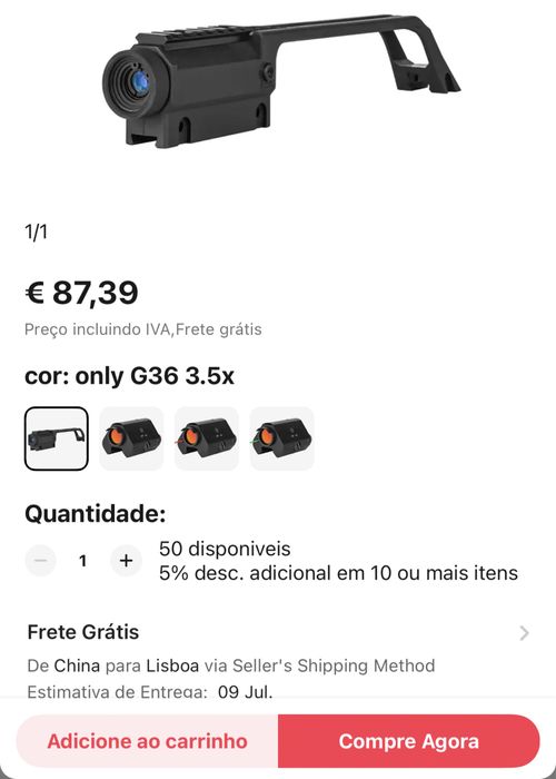 G 36 alça de mira telescópica 3.5X  Airsoft