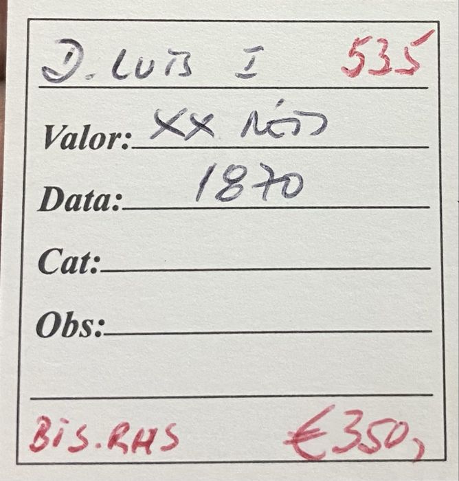 Moeda  535 - XX Reis D LUIS I - 1870