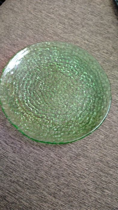 Ząbkowice talerz bruk zielony prl