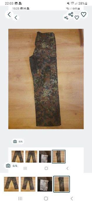 Spodnie flecktarn roz pasa 100cm.