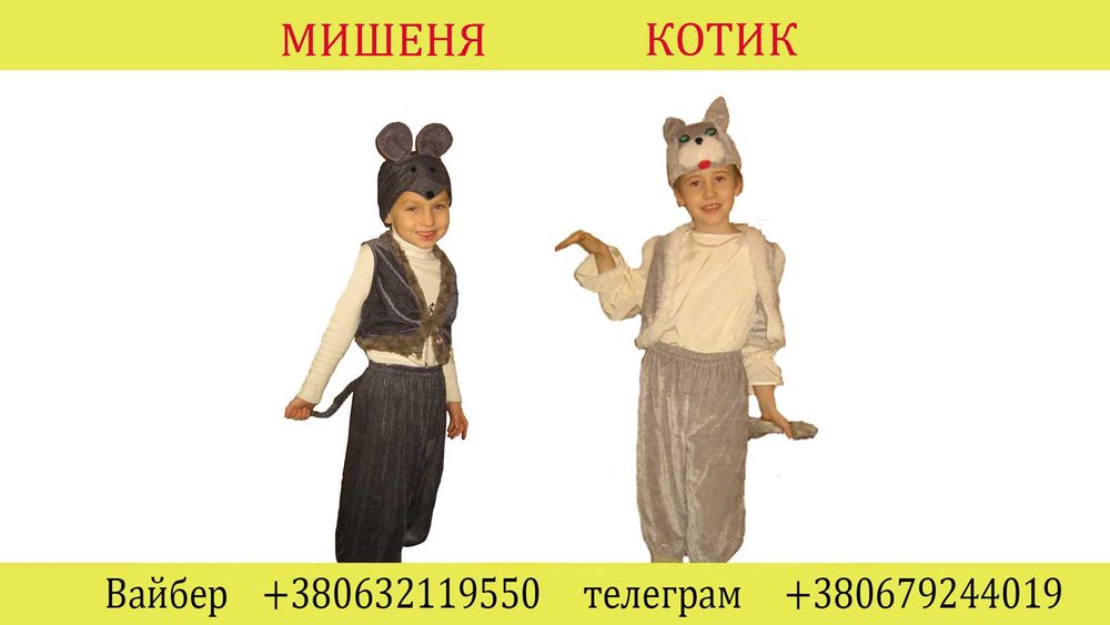 Продам костюм мишеня, котика , песика  для хлопчика на свято