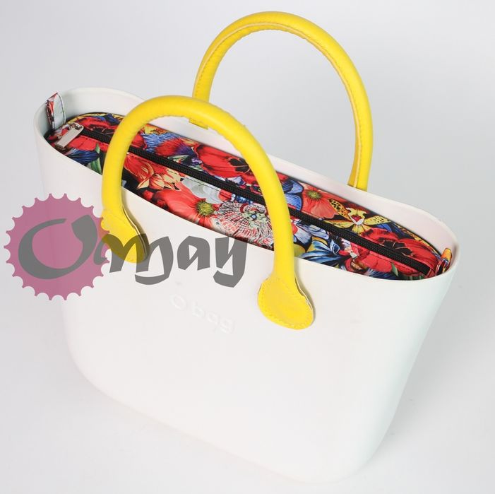 organizer OBAG MINI kwiaty maki cudne czarny wkład 2kieszenie VIP OMAY