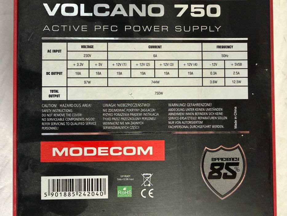 Zasilacz MODECOM Volcano 750W 80 PLUS Bronze Modularny