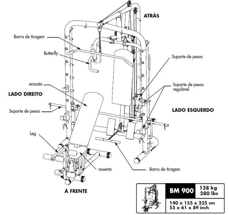 Máquina Multifunções Domyos BM900 ("smith machine" / calhas guiadas)