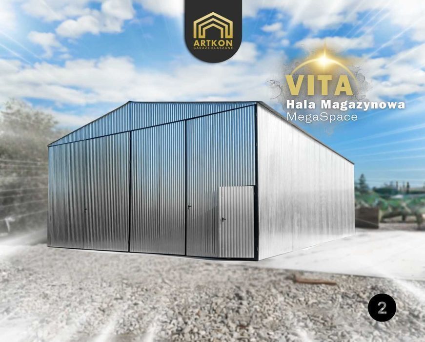 Wiata stalowa magazynowa z blachy ocynkowanej montaż